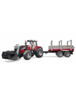 Bruder 2046 - Massey Ferguson 7480 Met Frontlader En Houttransport Aanhanger -Toy Verkoop bruder bruder 2046 massey ferguson 7480 met frontl 2