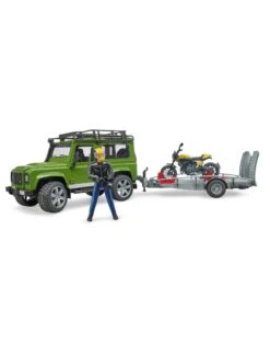 Bruder 2589 - Land Rover Defender Met Aanhanger En Scrambler Ducati -Toy Verkoop bruder bruder 2589 land rover defender met aanhang 2