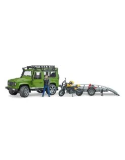Bruder 2589 - Land Rover Defender Met Aanhanger En Scrambler Ducati -Toy Verkoop bruder bruder 2589 land rover defender met aanhang 4