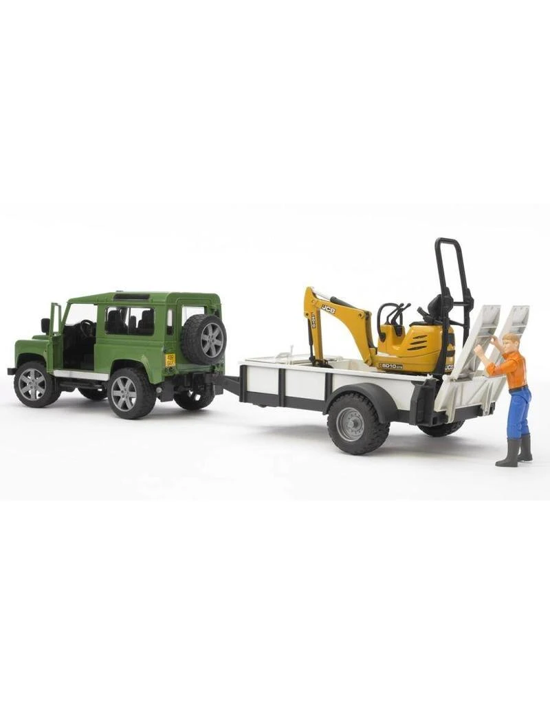 Bruder 2593 - Landrover Met Aanhanger En JCB Mini Graafmachine 4 Bruder 2593 - Landrover Met Aanhanger En JCB Mini Graafmachine - Afbeelding 2