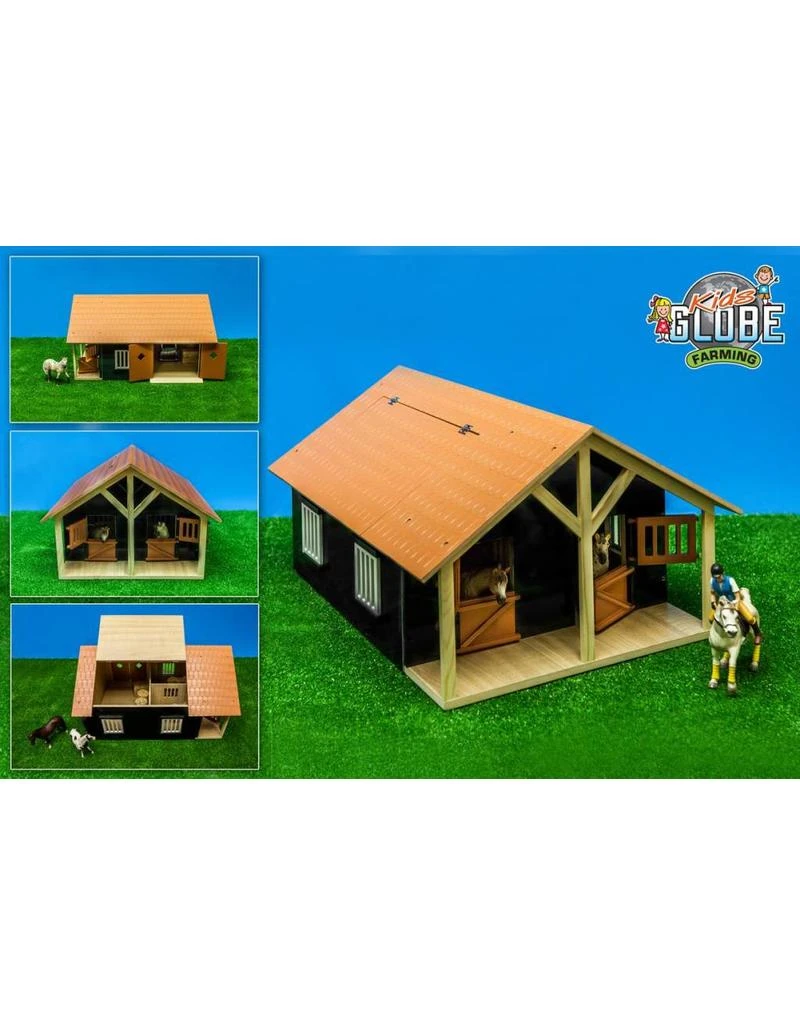 Kids Globe 610167 - Paardenstal Hout Met 2 Boxen En Berging (geschikt Voor Schleich) 1:24 3 Kids Globe 610167 - Paardenstal Hout Met 2 Boxen En Berging (geschikt Voor Schleich) 1:24