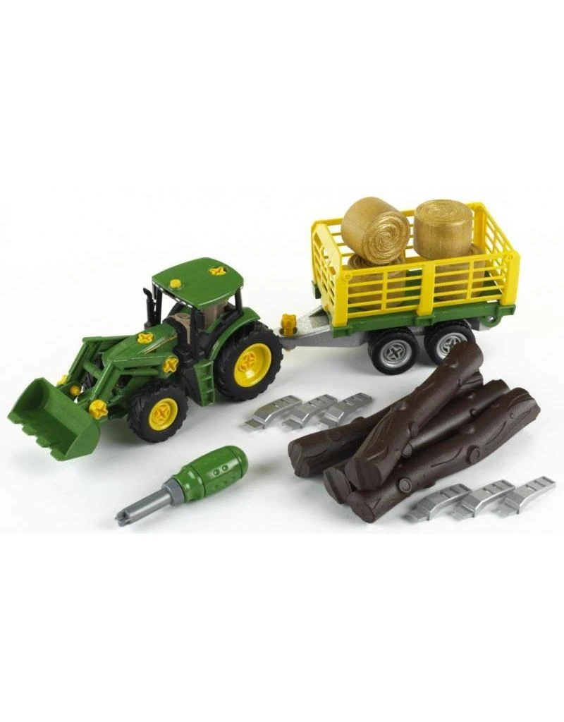 Theo Klein 3906 - John Deere Trekker Met Voorlader En Aanhanger Voor Hout En Hooi. 3 Theo Klein 3906 - John Deere Trekker Met Voorlader En Aanhanger Voor Hout En Hooi.