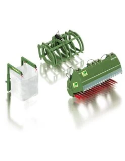 Wiking 77384 - Frontladerset B Kleur Groen: Kuilvoersnijder, Big-Bag Met Zak & Takkenklem